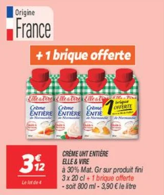 Crème uht entière 