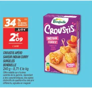 Croustis apéro saveur indian curry surgelés