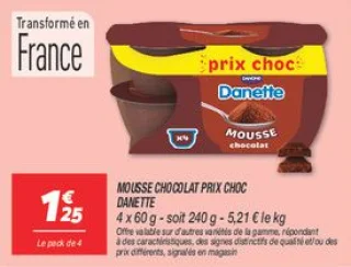 Mousse chocolat prix choc
