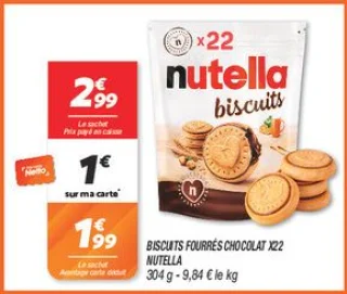 Biscuits fourrés chocolat x22