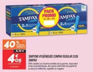 Tampons hygiéniques compak regular 2x26