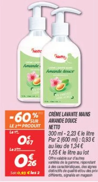 Crème lavante mains amande douce