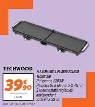 Plancha grill pliable 2x45cm 