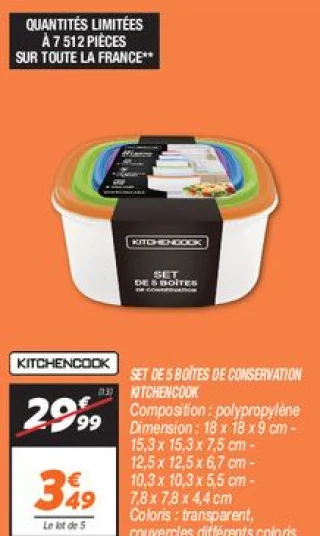 Set de 5 boîtes de conservation Kitchencook