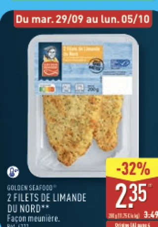 GOLDEN SEAFOOD® 2 FILETS DE LIMANDE DU NORD** Façon meunière.