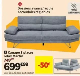 Canapé 3 places relax Martin