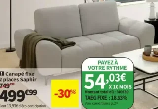 Canapé fixe 2 places Saphir