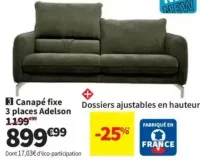 Canapé fixe 3 places Adelson