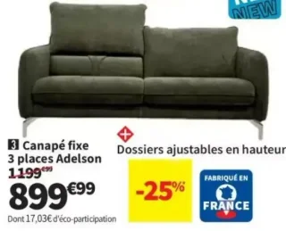 Canapé fixe 3 places Adelson