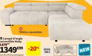 Canapé d'angle convertible Moby