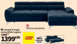 Canapé d'angle convertible Lugano
