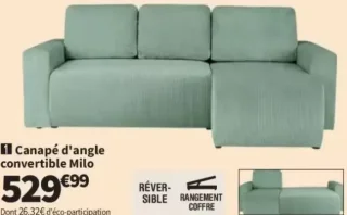 Canapé d'angle convertible Milo