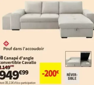 Canapé d'angle convertible Cavallo