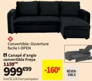 Canapé d'angle convertible Freya