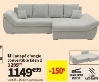 Canapé d'angle convertible Eden 2
