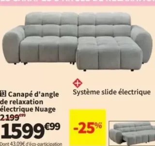 Canapé d'angle de relaxation électrique Nuage