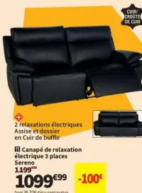 Canapé de relaxation électrique 3 places Sereno