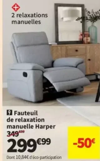 Fauteuil de relaxation manuelle Harper