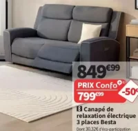 Canapé de relaxation électrique 3 places Besta