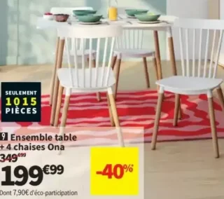 9 Ensemble table + 4 chaises Ona