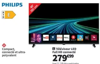 Téléviseur LED Full HD connecté Philips 40PFS6050/12