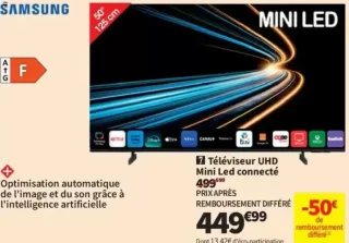 Téléviseur UHD Mini Led connecté Samsung 50"