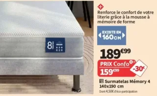 10 Surmatelas Mémory 4 140x190 cm