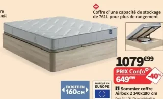Sommier coffre Airbox 2 Bultex 140x190 cm