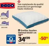 Dodo Oreiller Soutien Optimal 60x60 cm