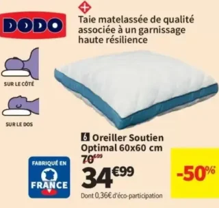 Dodo Oreiller Soutien Optimal 60x60 cm