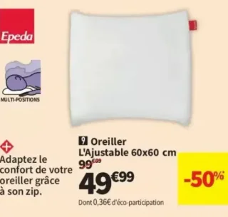 Epéda Oreiller L'Ajustable 60x60 cm