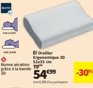Bultex Oreiller Ergonomique 3D 52x33 cm