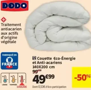 Dodo Couette Éco-Énergie et Anti-acariens 140x200 cm