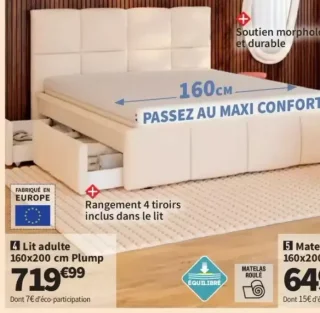 Lit adulte 160x200 cm Plump