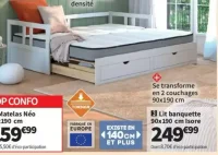Lit banquette 90x190 cm Isore