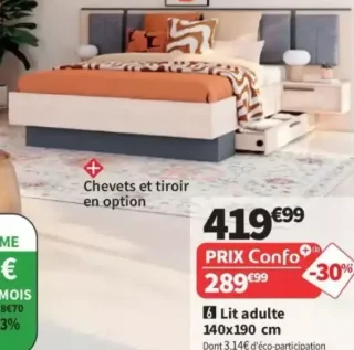 Lit adulte 140x190 cm Cyris