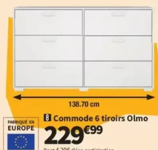 Commode 6 tiroirs Olmo Lomoco
