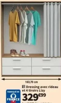 Dressing avec rideau et 4 tiroirs Lizy Lomoco