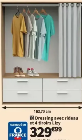 Dressing avec rideau et 4 tiroirs Lizy Lomoco