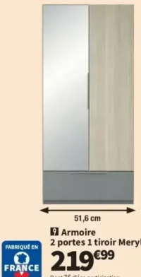 Armoire 2 portes 1 tiroir Meryl Lomoco