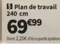Plan de travail 240 cm