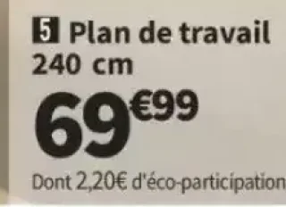 Plan de travail 240 cm