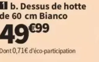 Dessus de hotte de 60 cm Bianco
