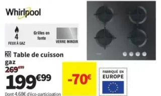 Table de cuisson gaz Whirlpool