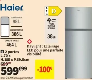 Réfrigérateur 2 portes HAIER HPR5718DNMX