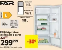 Réfrigérateur intégrable 1 porte FAR RIE4122181/23E-HO