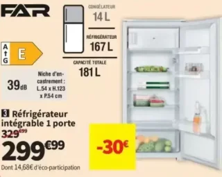 Réfrigérateur intégrable 1 porte FAR RIE4122181/23E-HO