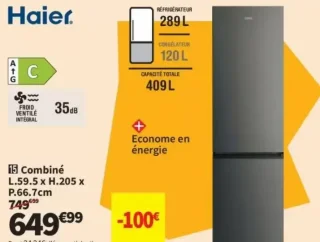 Haier Réfrigérateur combiné HDPR3620CNPD