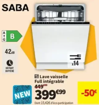 Lave vaisselle Full intégrable SABA