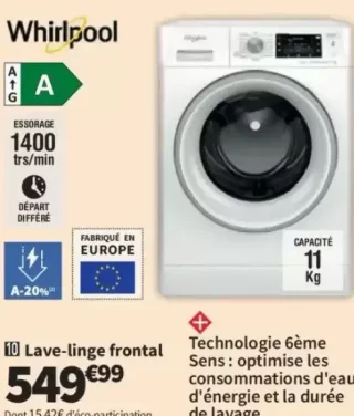 Lave-linge frontal Whirlpool FFD11489SVFR